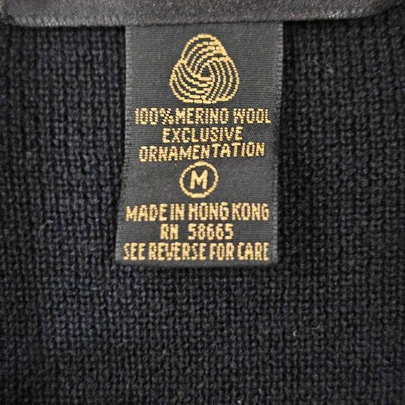 Classiques Entier Merino Wool Beaded Zip up Black Sweater Size M - Picture 4 of 9
